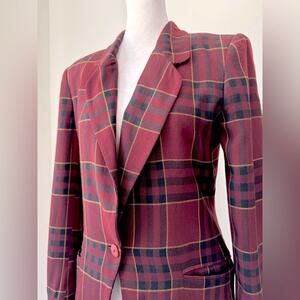 Vintage ‘90s Jones New York Burgundy Plaid Blazer